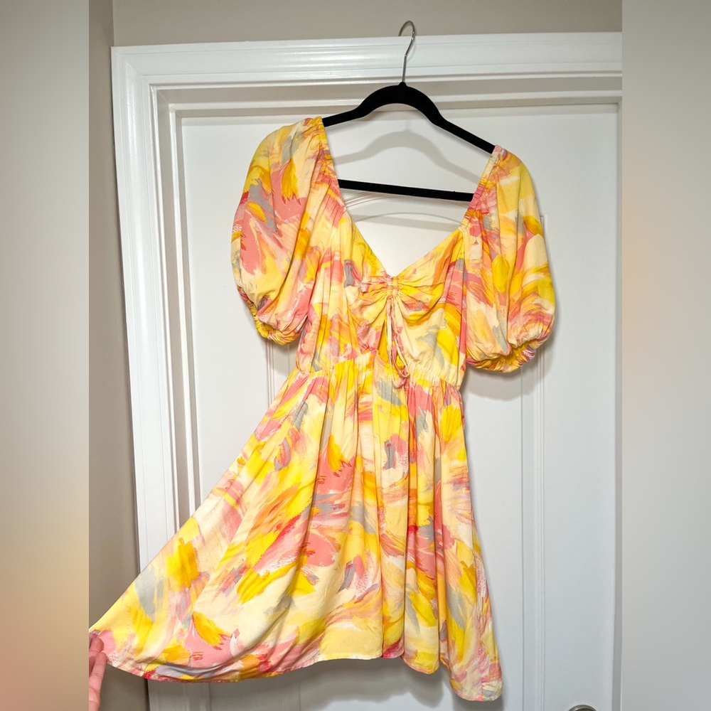Adelyn Rae Yellow and Pink Floral Dress